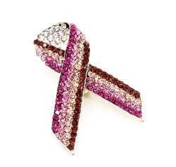 Breast Cancer Awareness Ribbon Brooch - Pink and Brown Breast Cancer Awareness Ribbon Brooch - Pink and Brown